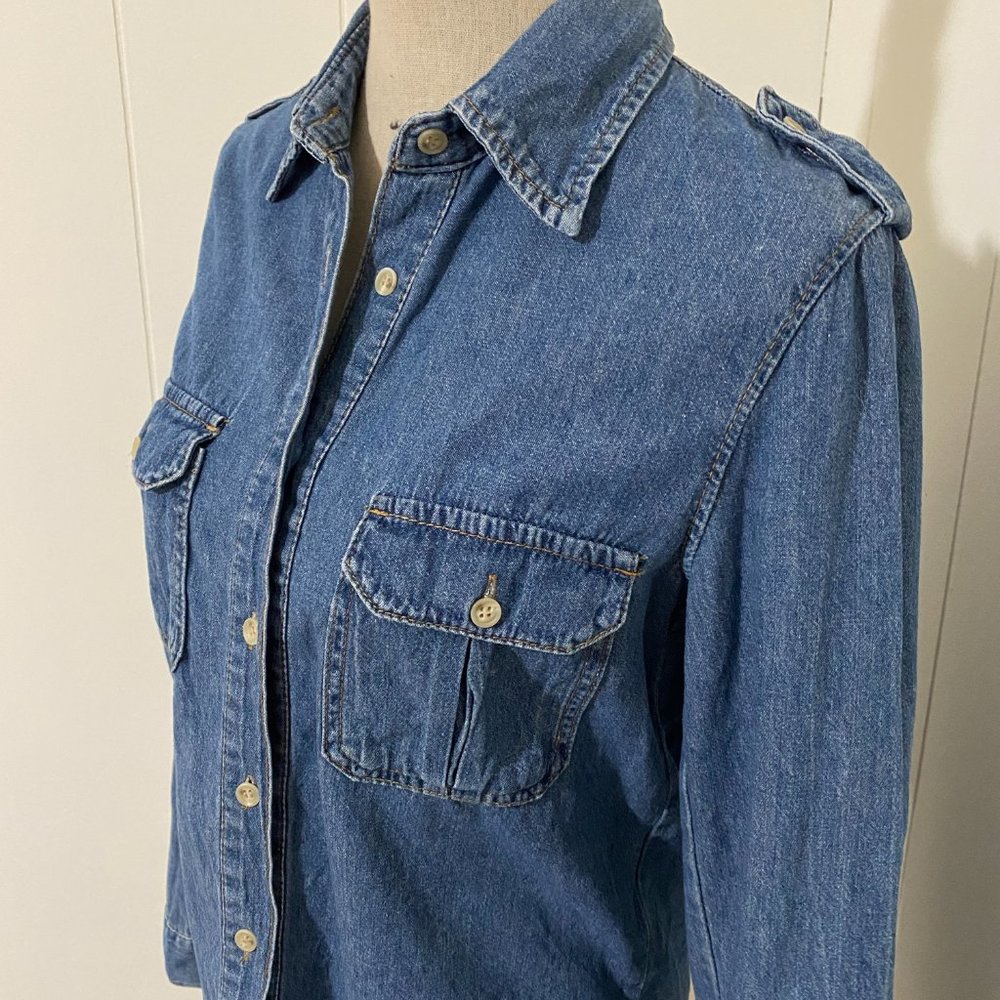 Selvage Women's Denim Chambray Shirt Button Down Long Sleeve Western Size XS/S - Picture 5 of 10